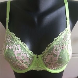 Victoria Secret Unlined Lace Demi Bra Green 32DD
